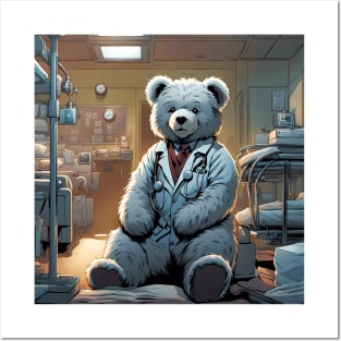 Teddy as a doctor on a hospital ward Posters and Art